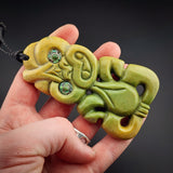 Natural Jade Hei Tiki Pendant Necklace (N2122)