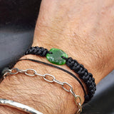 Nephrite Jade / Greenstone One Off Macrame Bracelet (1A3-805)
