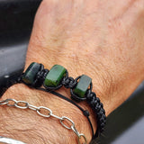 Nephrite Jade / Greenstone One Off Macrame Bracelet (1A3-802)