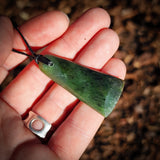 NZ Greenstone Pounamu Double Toki Pendant Necklace (N920)