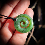 NZ Greenstone Pounamu Closed Koru Pendant Necklace (N794)