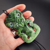 Natural Jade Hei Tiki Pendant Necklace (N2162)