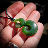 NZ Greenstone / Pounamu Infinity Koru Pendant Necklace (N685)