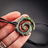 Natural Jade Notched Koru Pendant Necklace (N2159)