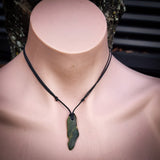 NZ Greenstone Pounamu Natural Freeform Pendant Necklace (N845)