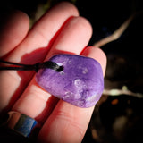 Natural Charoite Freeform Pendant Necklace (1BBB316)