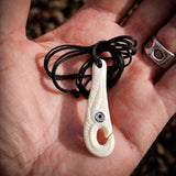 CLEARANCE Etched Manaia Hook Bone Carving Pendant Necklace