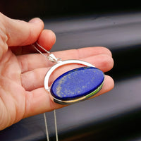 Solid Sterling Silver & Natural Lapis Lazuli Handmade Breastplate Necklace