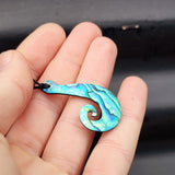 Natural Paua Koru Hook Pendant Necklace (1BBB244)