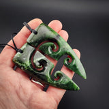 2pcs Matching Set Natural Jade Double Koru Heart Pendant Necklaces (N2195)