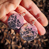 Natural Rhodonite Round Hook Earrings (E107)