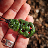 NZ Greenstone Pounamu Tiki Pendant Necklace (N1042)