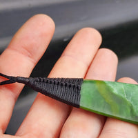 NZ Greenstone Pounamu Drop Koru Pendant Necklace (N353)