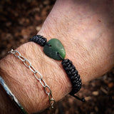 NZ Greenstone Pounamu One Off Macrame Bracelet (1A3-852)