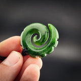 Natural Jade Notched Koru Pendant Necklace (N2310)