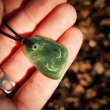 NZ Greenstone Pounamu Natural Freeform Pendant Necklace (N996)