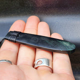 NZ Black Greenstone Pounamu Toki Pendant Necklace (N445)