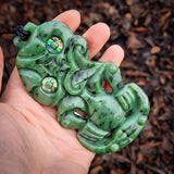 XL Tiki NZ Greenstone Pounamu Pendant Necklace (N932)