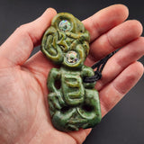 Natural Jade Side Hei Tiki Pendant Necklace (N2133)
