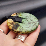 NZ Greenstone Pounamu Disk Pendant Necklace (N461)