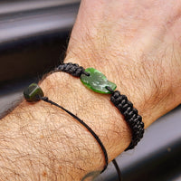 Natural Greenstone One Off Macrame Bracelet (1A3-764)