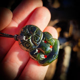 NZ Greenstone Pounamu Tiki Pendant Necklace (N769)