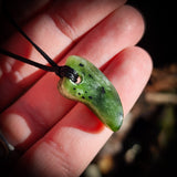 NZ Greenstone Pounamu Freeform Pendant Necklace (N747)