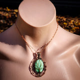Handmade Copper & Natural Chrysoprase Wire Wrap Tree Necklace