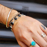 Solid 925 Sterling Silver & Natural Black Onyx Handmade Chain Bracelet