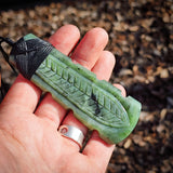 Natural Jade XL Notched Toki Pendant Necklace (N1128)