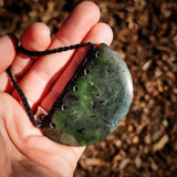 NZ Greenstone Pounamu Plate Pendant Necklace (N1018)