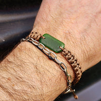 Natural Greenstone One Off Macrame Bracelet (1A3-777)