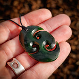 NZ Greenstone Pounamu Triple Koru Pendant Necklace (N868)