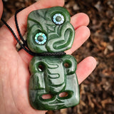 Natural Jade Side Tiki Pendant Necklace (N1130)