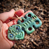 Natural Jade Hei Tiki Pendant Necklace (N1151)