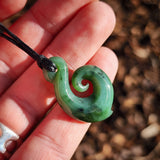 NZ Greenstone Pounamu Koru Pendant Necklace (N963)