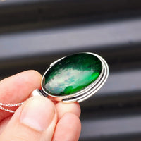 Solid Sterling Silver & Green Labradorite Handmade Necklace