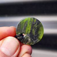 NZ Greenstone Pounamu Disk Pendant Necklace (N311)