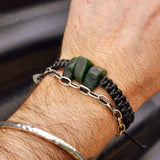 Natural Greenstone One Off Macrame Bracelet (1A3-797)