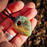 NZ Obay Stone / Rainbow Polychrome Schist Pendant Necklace (N1023)