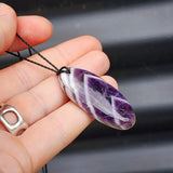 Natural Amethyst Oval Pendant Necklace (1BBB286)