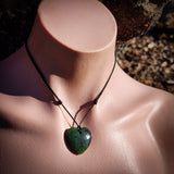 NZ Greenstone Pounamu Heart Pendant Necklace (N1093)