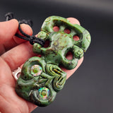 Natural Jade Hei Tiki Pendant Necklace (N2149)