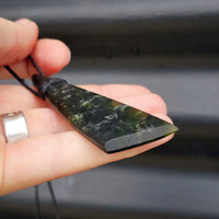 NZ Greenstone Pounamu Toki Pendant Necklace (N157)
