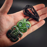 Natural Jade Hei Tiki Pendant Necklace (N2307)