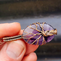 Handmade Copper & Natural Amethyst Wire Wrap Tree Necklace