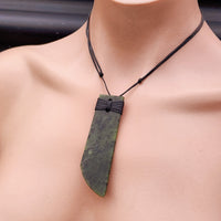 NZ Greenstone Pounamu Toki Pendant Necklace (N245)