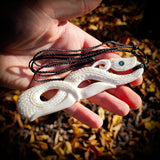 Natural Maori Bone Carving Pendant Necklace - XL Manaia
