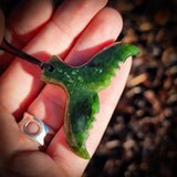 Natural Jade Whale Tail Pendant Necklace (N1084)