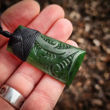 Natural Jade Etched Toki Pendant Necklace (N1183)